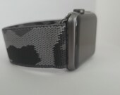 Elastic Apple Watch Band, Camo Band, Apple Watch Band 38mm, Cameo Stretch, Watch Band 42mm 40mm 44mm Athleisure, Elastic band, Black Gray