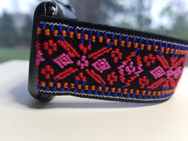 Embroidered Elastic Apple Watch Band 38 40 Mm Or 42 44mm Etsy