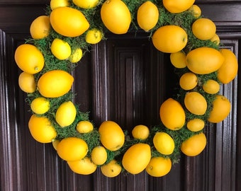 Lemon and Moss Wreath, Spring Wreath, Summer Wreath, Housewarming wreath, Great for your office, home, or business