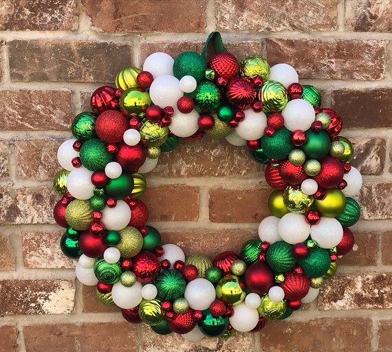Gorgeous Red White Dark Green And Lime Green Christmas Etsy