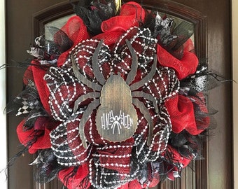 Black and Red Halloween Wreath, Gothic Romantic Halloween Wreath, Halloween Door Decor, Customizable Halloween Wreath ! ONLY 1!