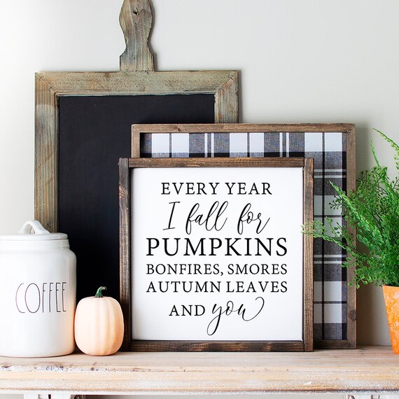 Every Year I Fall For Pumpkins Wood Framed Sign Farmhouse | Etsy
