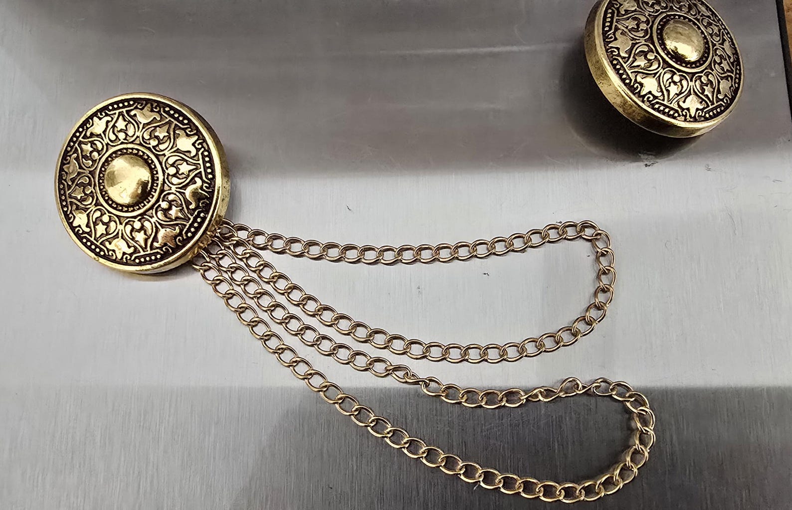 Celtic Cloak Clasp, 2x 27mm Diameter Metal Buttons, With 90mm Double ...