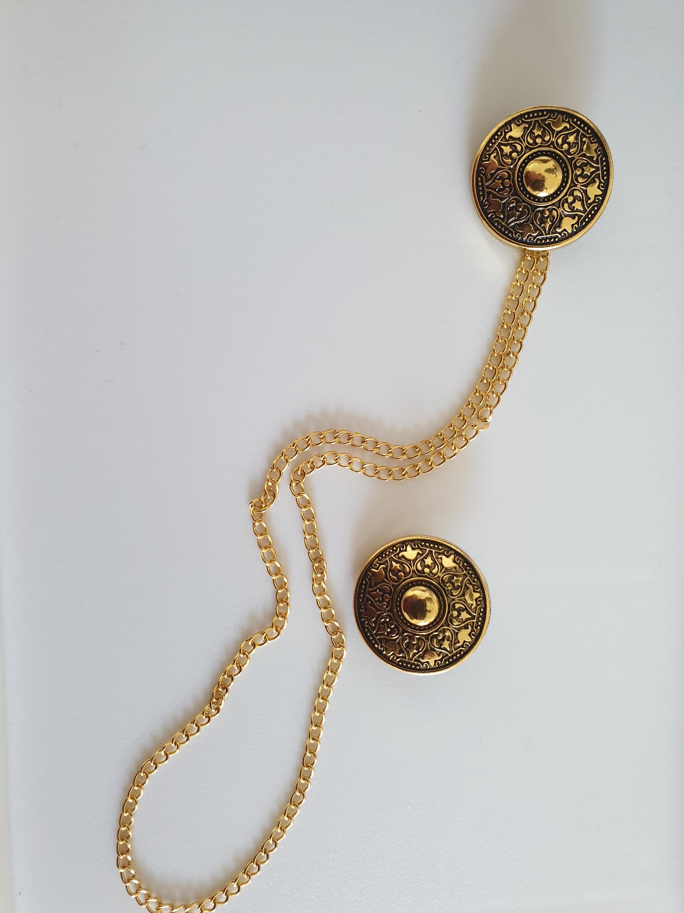 Celtic Cloak Clasp: Gold, Metal Buttons 27mm Diameter, With a 210mm ...