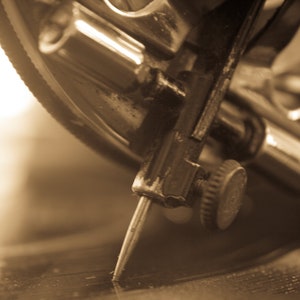 macro of an old gramophone