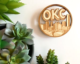 Oklahoma City Souvenir Magnet or Ornament, OKC Skyline, Keep It Local, Travel Souvenir, Gift for Him, Husband, Host, or Guest, Party Favor