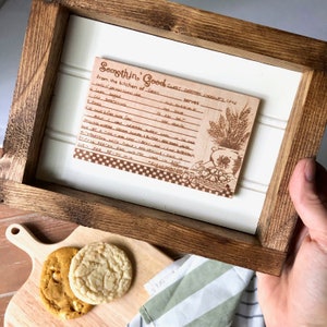 Tarjeta de receta de madera con signo personalizado, regalo único del Día de la Madre, recetas navideñas personalizadas, regalo para mamá, abuela, recuerdo de reliquia familiar