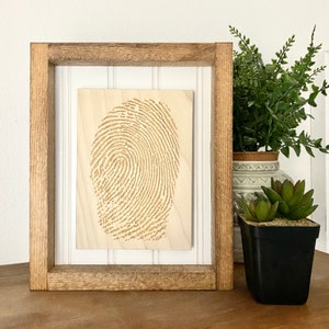 Letrero de madera personalizado con huellas dactilares, arte con huellas dactilares, en memoria de, obsequio conmemorativo, letrero funerario