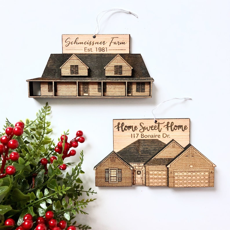 Custom Home Ornament or Magnet, Unique Christmas Gift, House Warming Gift, Home illustration, Personalized Gift for Mom, Our First Home image 6