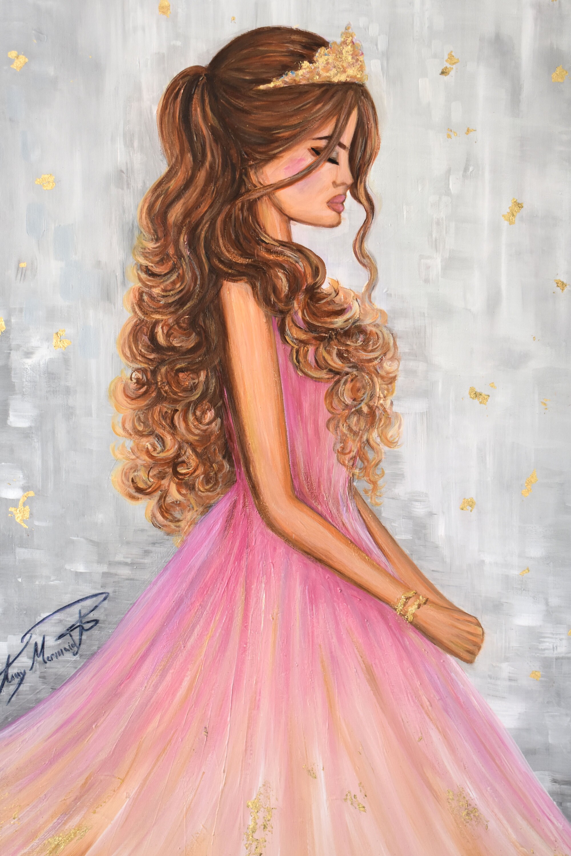 How to draw a girl in a dress with long hair cheap