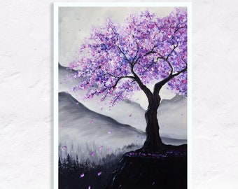 Digital Download Purple Tree Etching