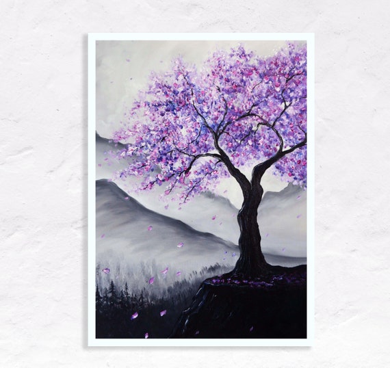 Tree Art Print Original Painting Purple Tree Wall Art Etsy