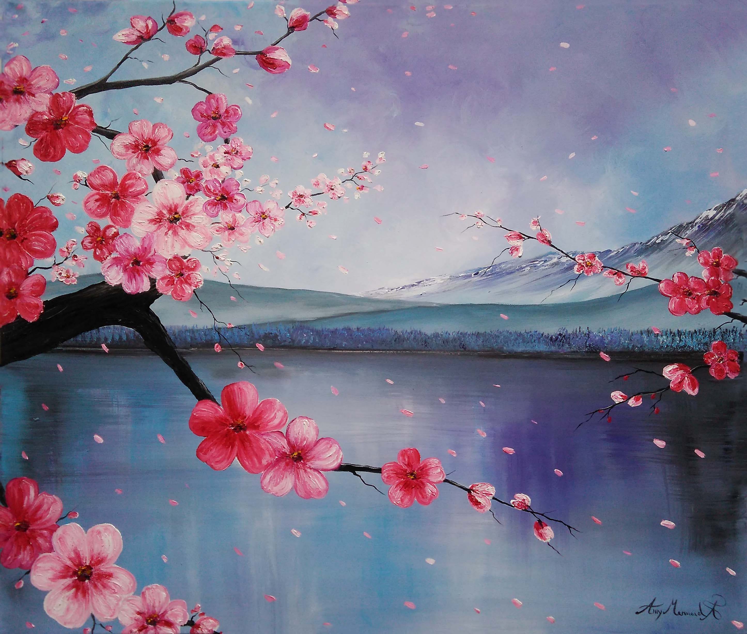 Japanese Sakura Beautiful Abstract Art Original Oil Painting | Etsy