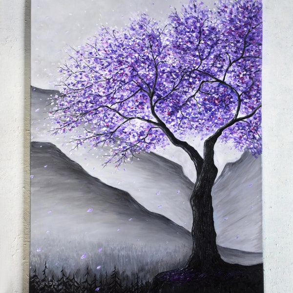 Purple Tree Painting Etsy