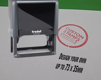 Sello de goma autoentintable personalizado de 10 líneas, Trodat Printy 4926, 72 x 35 mm, con logotipo personalizado, dirección, firma, empresa y nombre de la escuela