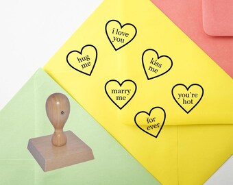 Love Hearts Rubber Stamp, Multi-discount available, Valentines & Wedding Crafts.