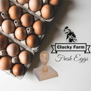 Customised Egg Box Rubber Stamp, Personalised Farm Packaging Stamp, Chicken fresh eggs design, Farm shop, Organic Food Stamper