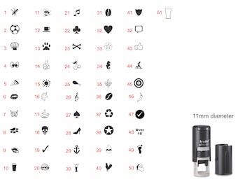 Sello de goma para tarjeta de fidelización, más de 50 diseños o su propio logotipo personalizado, autoentintable, elección de 5 colores de tinta