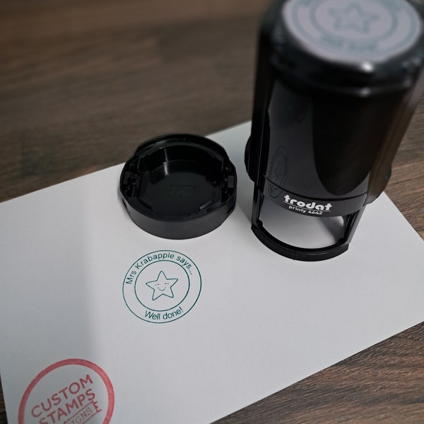 Sello de goma personalizado para profesor, autoentintable con nombre y frase personalizados