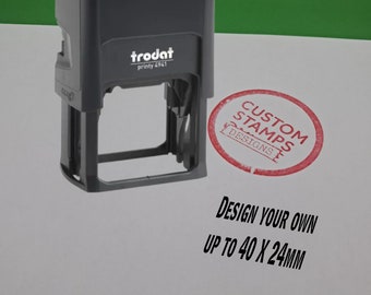 Personalised 6 line self inking rubber stamp, Trodat Printy 4941 40 x 24mm, Custom Logo, Address, Signature, Business, School Name stamper