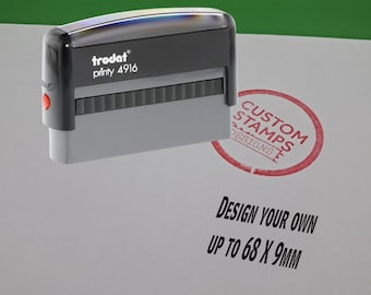 Sello autoentintable personalizado Trodat Printy 4916 - Hasta 68 x 9 mm - Ideal para chequeras - Sello de 1 línea con el nombre de la empresa