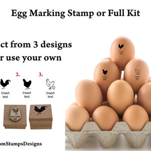 Egg Marking Stamp or Full Kit, Personalised Chicken Egg Stamp, Wooden Stamp for Chicken eggs, Egg Marking Rubber Stamp, Fresh Eggs Stamp.