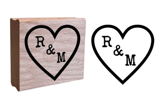 Love heart initial stamp, Personalized stamp wedding, Wedding
