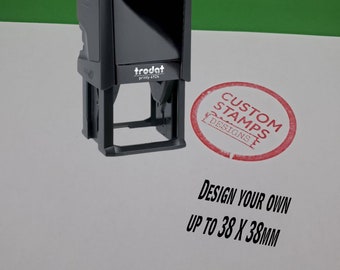 Sello de goma autoentintable Trodat Printy 4924 personalizado: hasta 38 x 38 mm, sello personalizado para insignias escolares, nombres, direcciones y logotipos comerciales