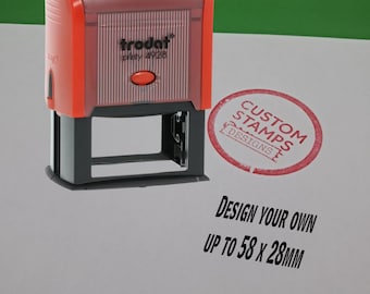 Sello autoentintable personalizado Trodat Printy 4928: diseño personalizado: hasta 10 líneas, 58 x 28 mm, sello con dirección comercial de la empresa, agregue su logotipo