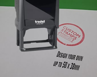 Sello de caucho autoentintable Trodat Printy 4927 personalizado - Hasta 58 x 38 mm - Personalícelo con su propio logotipo o imagen, nombre comercial de su empresa