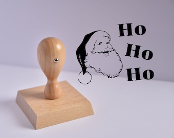 Santa Mail Art Rubber Stamp / Ho Ho Ho Stamper / Christmas design stamp / Handmade Cards, tags, presents / Xmas Santa Claus theme stamp