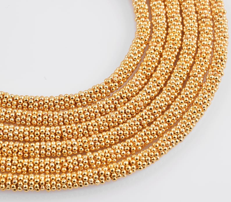 Gold flower spacers Bali Gold spacers for jewelry making silver spacer findings 8 Inch 1 Strand 4mm 130pc Shiny Gold daisy spacers