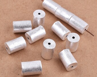 Versilberte Zylinderperlen: Gebürsteter Kupferkern, Schmuckherstellung (15 x 10 mm)