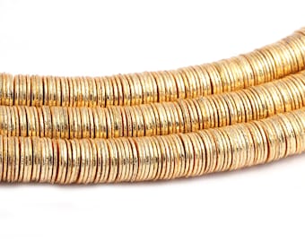 1 Strand 8MM flat Gold plated  CopperThin Disc spacer beads brushed gold plated heishi spacers for jewelry making washer  Jewelry Making~~~