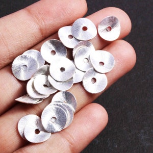 4 mm -25 Stück 925er Sterling Silber Spacer Perlen, Solid Silver Potato Chips Spacer, Handmade gebürstet Zubehör für die Schmuckherstellung