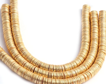 1 Strand 6MM flat Gold plated Copper Thin Disc spacer beads brushed gold plated heishi spacers for jewelry making washer  Jewelry Making~