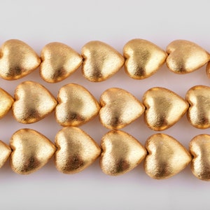 1 Strang 28mm-8 Stück vergoldete Herz Perlen große Spacer 24K vergoldete Kupfer Perlen-Kupfer Spacer Beads, Schmuckherstellung, Herzform