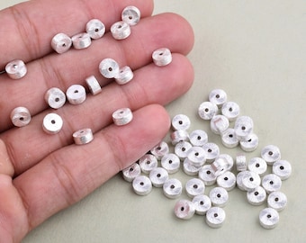 8 Sterling Silber Zylinder Perlen: 6 mm gebürstete Spacer Perlen