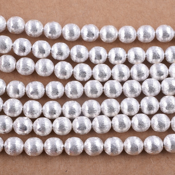 5 Strands 6mm 195pcs Round Silver Beads for Jewelry Making, Brushed Silver  Spacer Beads, Copper Ball Beads 8 Inches 