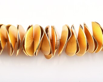 Gold Vermeil Wavy Disc Spacer Beads – Brushed Gold, Handmade in India