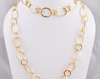 24k Gold Plated Copper Link Necklace - 36 Inch