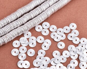 Silver Plated Heishi Spacer Beads: 10mm Copper Disc for Jewelry Making