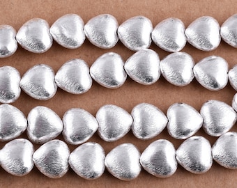 1 Strang 12mm - 18 Stück versilberte Herzperlen Große Spacer versilberte Kupferperlen-Kupfer Spacer Perlen, Schmuckherstellung, Herzform