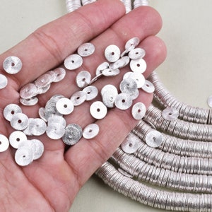1 Strand flat Silver plated 8 MM Thin Disc spacer beads brushed Silver plated heishi spacers for jewelry making washer  Jewelry Making