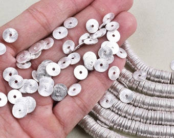Silver Plated Copper Heishi Spacer Beads: 8mm Disc for Jewelry Making