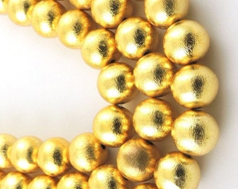 1 Strands 14mm - 15pcs Brushed Gold Beads, Round spacer beads, gold spacer beads, spacer beads for jewelry making, round gold beads  8 Inch