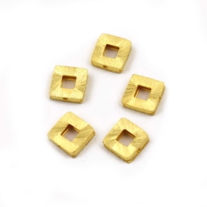 5 Piece Finest Quality Square Shape Bead- 925 Sterling Silver-  Brush Finish Square Spacer Beads- 10mmx10mm