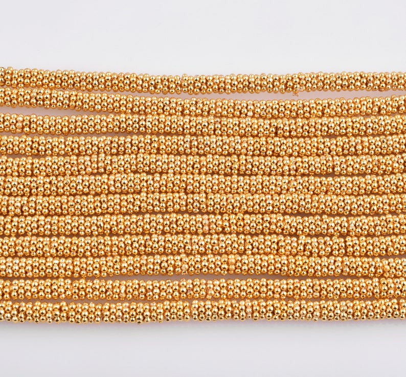 Gold flower spacers Bali Gold spacers for jewelry making silver spacer findings 8 Inch 1 Strand 4mm 130pc Shiny Gold daisy spacers