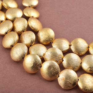 2 Strand 12mm 30pc Gold Disc spacer beads, Brushed finish Copper beads, Gold Plated spacers for jewelry making side hole Copper beads,8 Inch