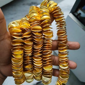Gold Plated  Wavy Disc Spacer Beads: Potato Chips 22mm Heishi Beads